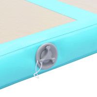 Produktbild för Uppblåsbar gymnastikmatta med pump 400x100x10 cm PVC grön