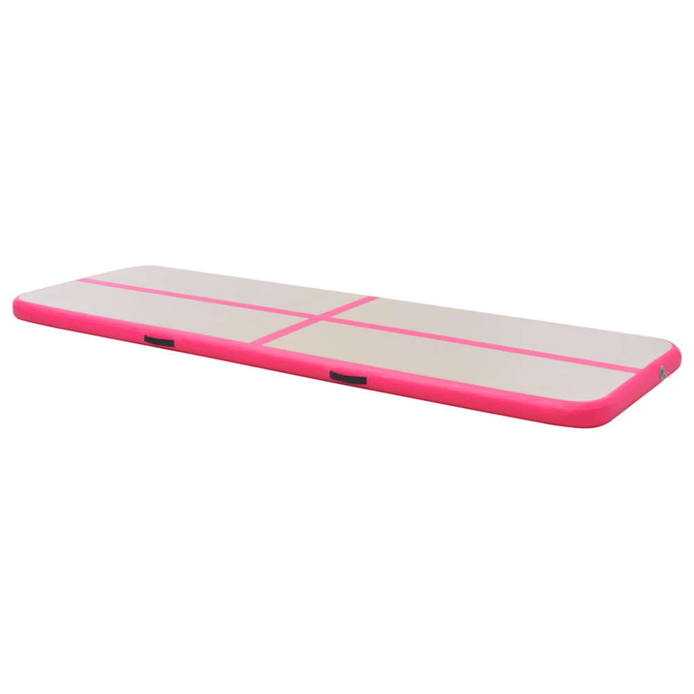 Produktbild för Uppblåsbar gymnastikmatta med pump 500x100x10 cm PVC rosa
