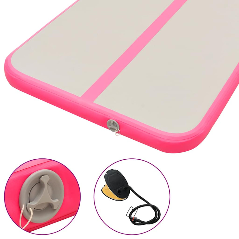Produktbild för Uppblåsbar gymnastikmatta med pump 500x100x10 cm PVC rosa