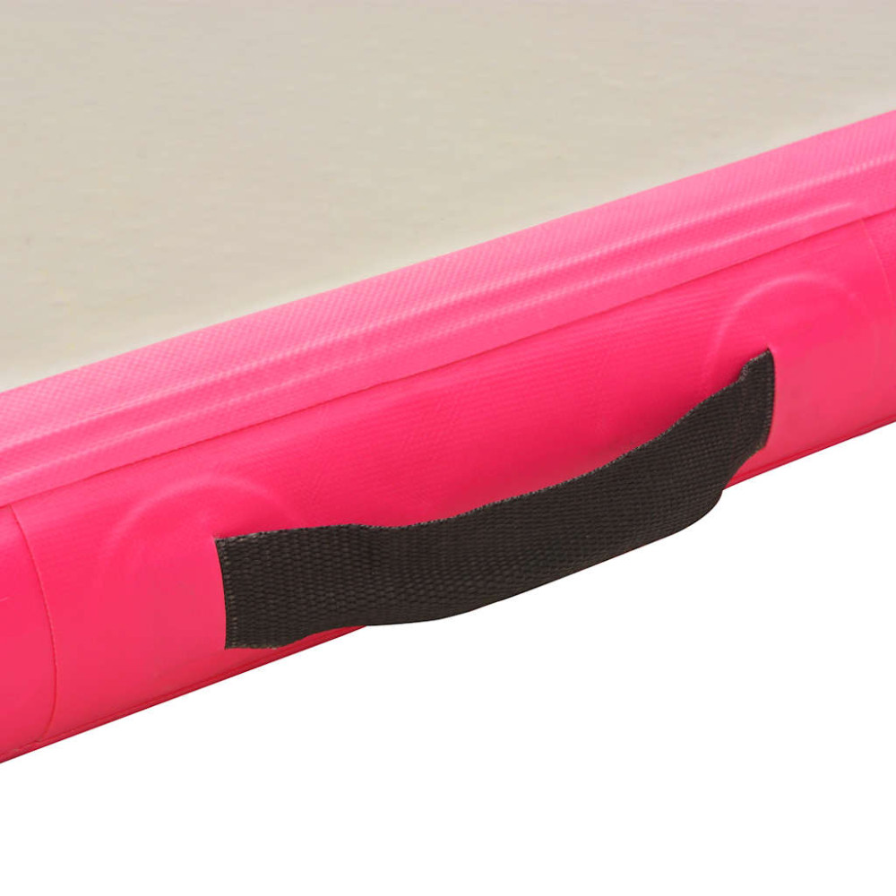 Produktbild för Uppblåsbar gymnastikmatta med pump 500x100x10 cm PVC rosa
