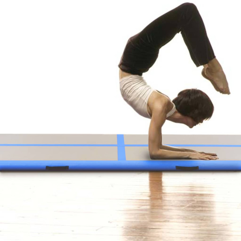 Produktbild för Uppblåsbar gymnastikmatta med pump 500x100x10 cm PVC blå