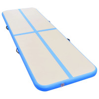 Produktbild för Uppblåsbar gymnastikmatta med pump 500x100x10 cm PVC blå