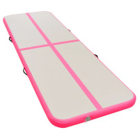 Miniatyr av produktbild för Uppblåsbar gymnastikmatta med pump 600x100x10 cm PVC rosa