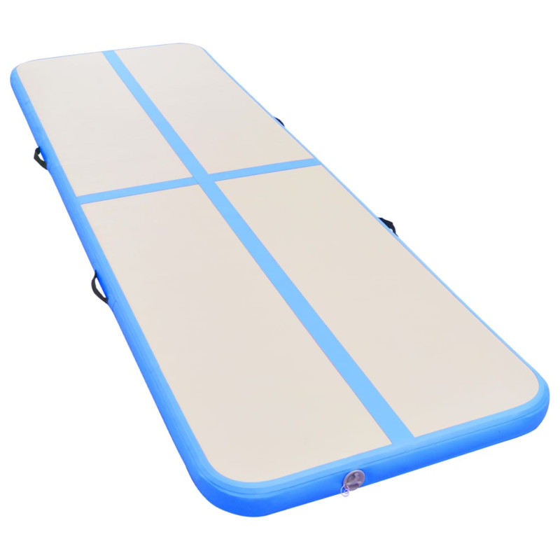 Produktbild för Uppblåsbar gymnastikmatta med pump 600x100x10 cm PVC blå