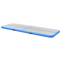 Produktbild för Uppblåsbar gymnastikmatta med pump 600x100x10 cm PVC blå