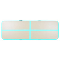 Produktbild för Uppblåsbar gymnastikmatta med pump 600x100x10 cm PVC grön