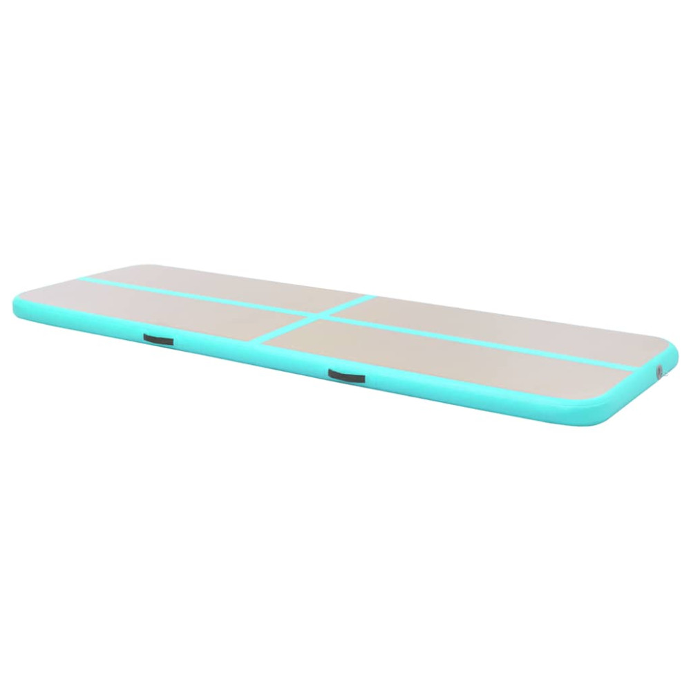 Produktbild för Uppblåsbar gymnastikmatta med pump 700x100x10 cm PVC grön