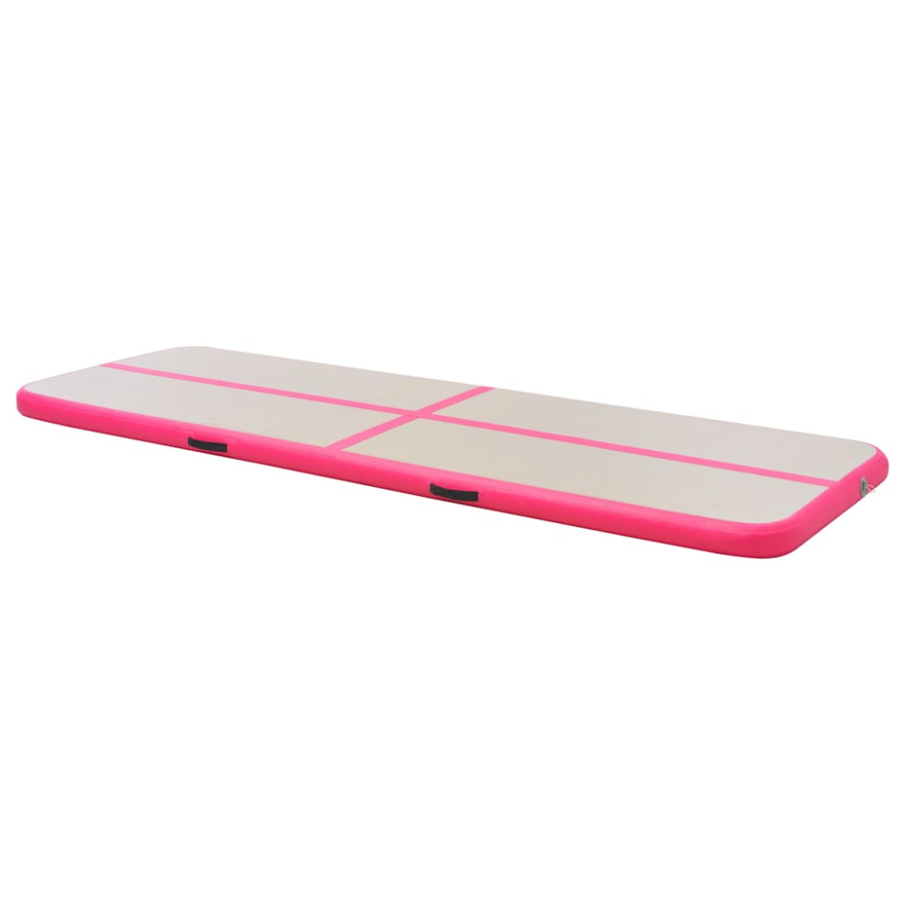 Produktbild för Uppblåsbar gymnastikmatta med pump 800x100x10 cm PVC rosa
