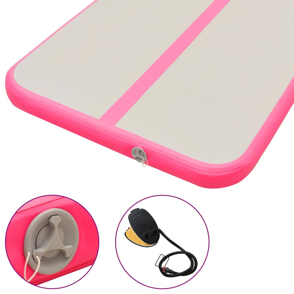 Produktbild för Uppblåsbar gymnastikmatta med pump 800x100x10 cm PVC rosa