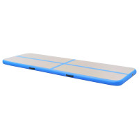 Produktbild för Uppblåsbar gymnastikmatta med pump 800x100x10 cm PVC blå