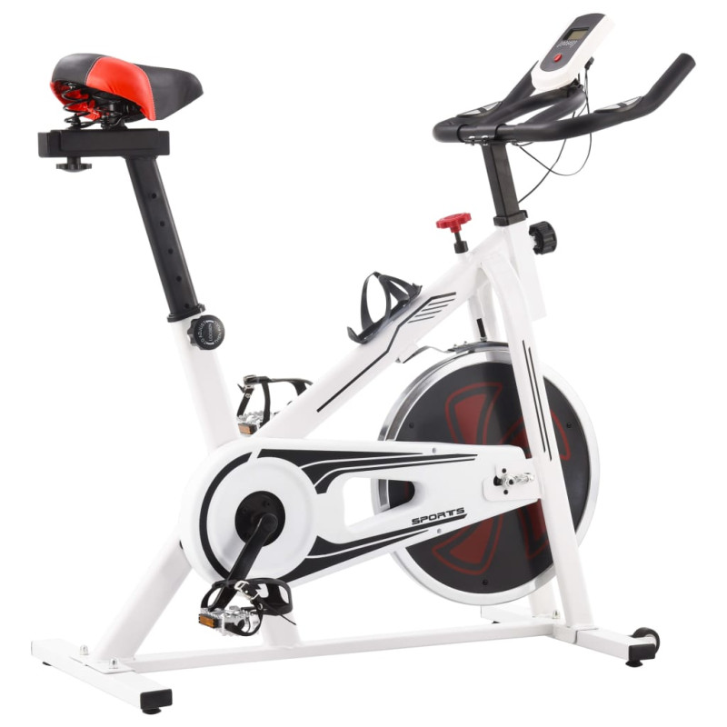 Produktbild för Motionscykel med pulsmätare vit och röd
