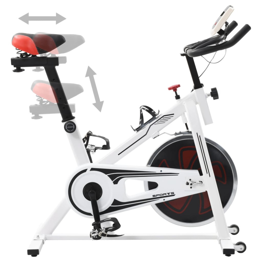 Produktbild för Motionscykel med pulsmätare vit och röd