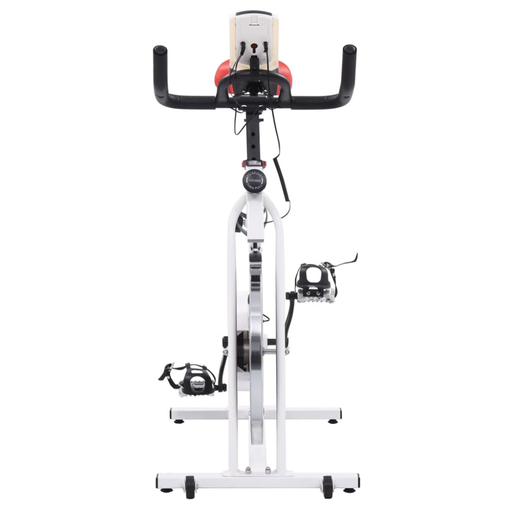 Produktbild för Motionscykel med pulsmätare vit och röd