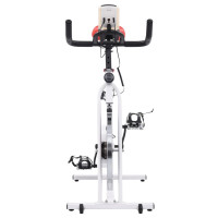 Produktbild för Motionscykel med pulsmätare vit och röd