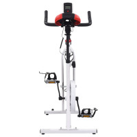 Produktbild för Motionscykel med pulsmätare vit och röd