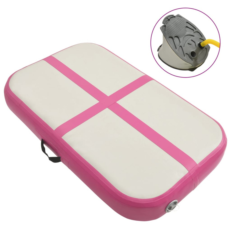 Produktbild för Uppblåsbar gymnastikmatta med pump 60x100x10 cm PVC rosa