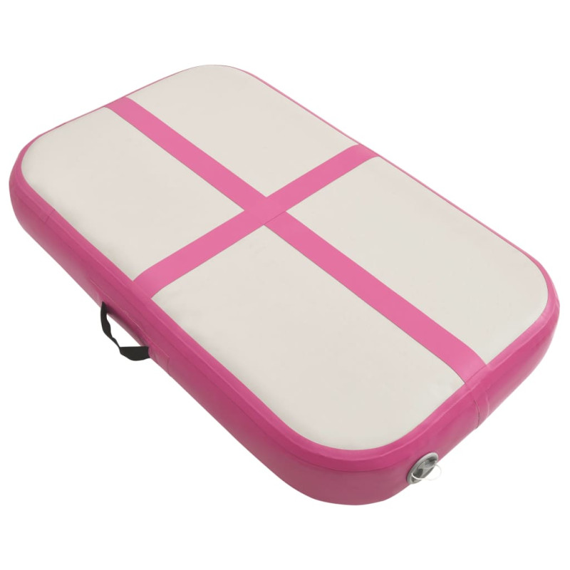 Produktbild för Uppblåsbar gymnastikmatta med pump 60x100x15 cm PVC rosa