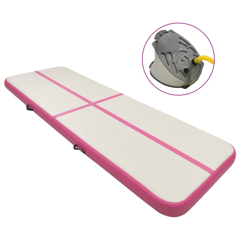 Produktbild för Uppblåsbar gymnastikmatta med pump 300x100x15 cm PVC rosa