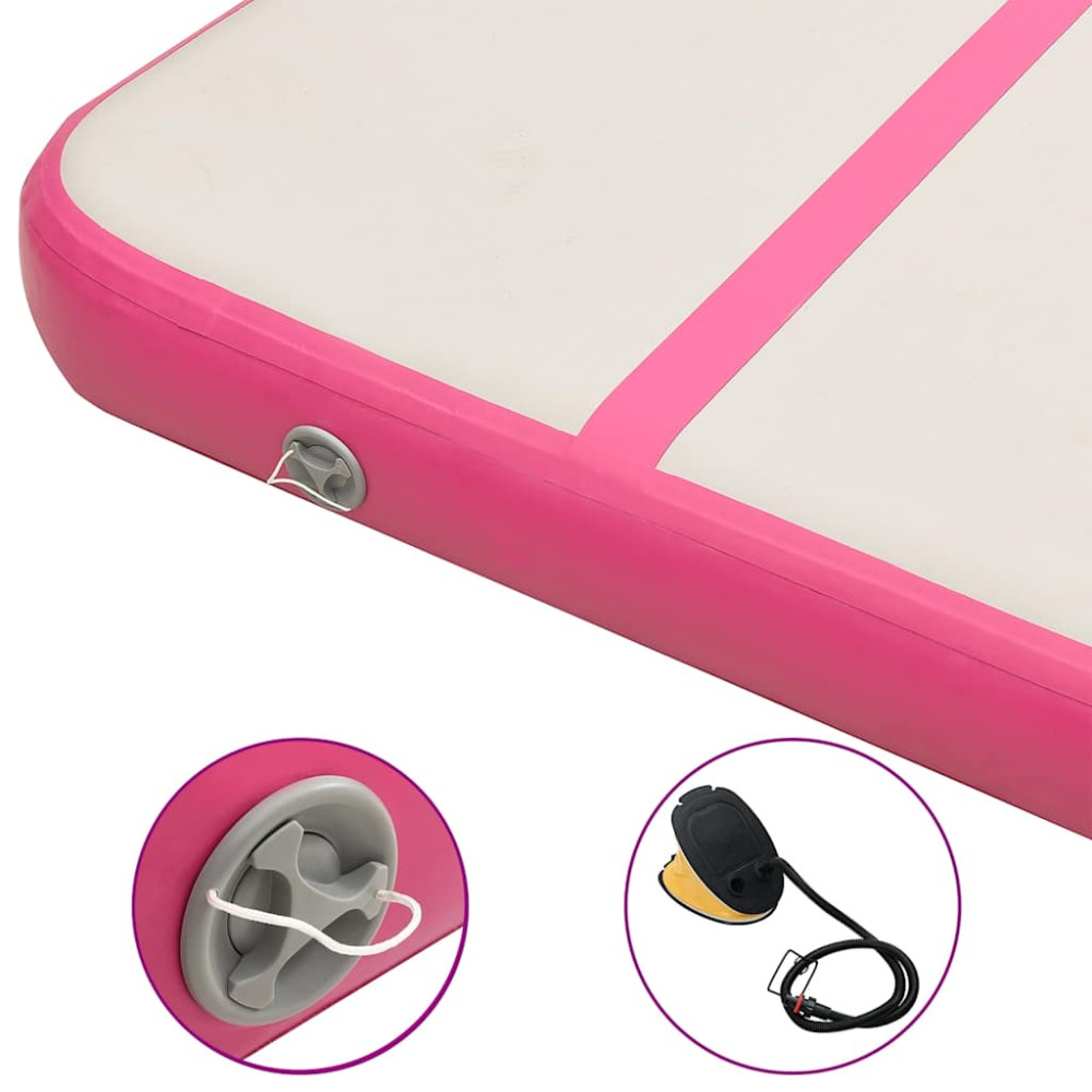 Produktbild för Uppblåsbar gymnastikmatta med pump 300x100x15 cm PVC rosa