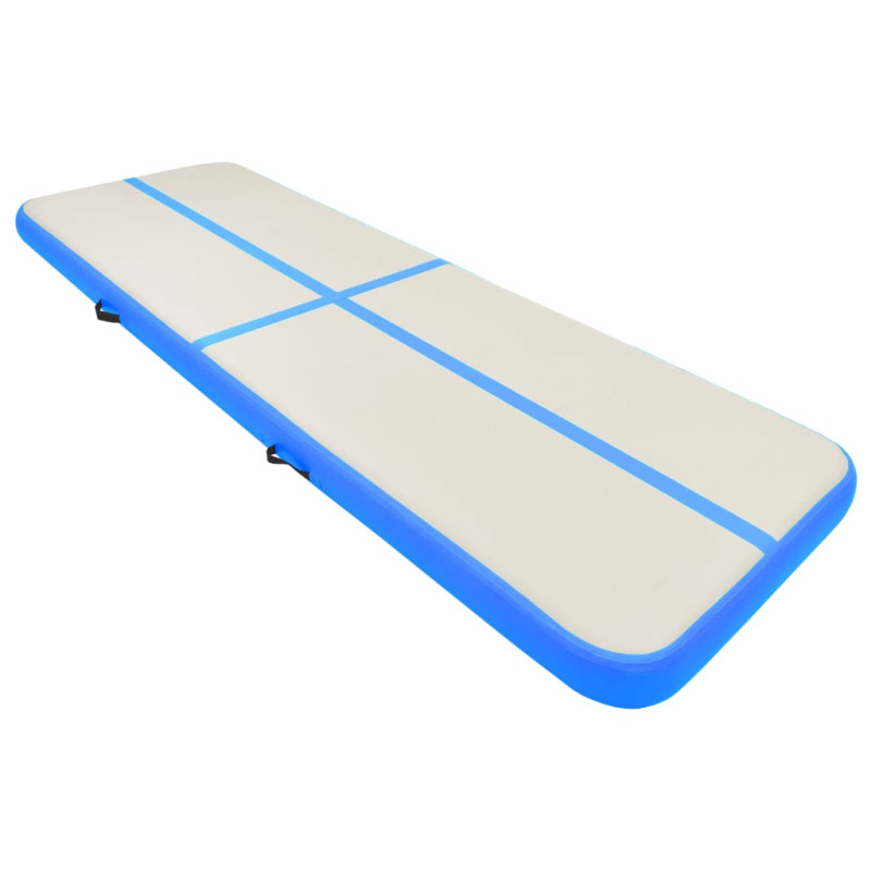 Produktbild för Uppblåsbar gymnastikmatta med pump 300x100x15 cm PVC blå