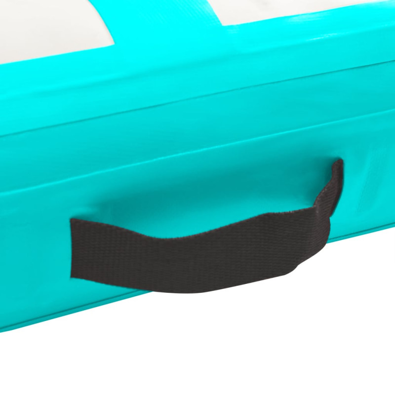 Produktbild för Uppblåsbar gymnastikmatta med pump 300x100x15 cm PVC grön