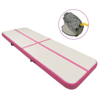 Miniatyr av produktbild för Uppblåsbar gymnastikmatta med pump 400x100x15 cm PVC rosa