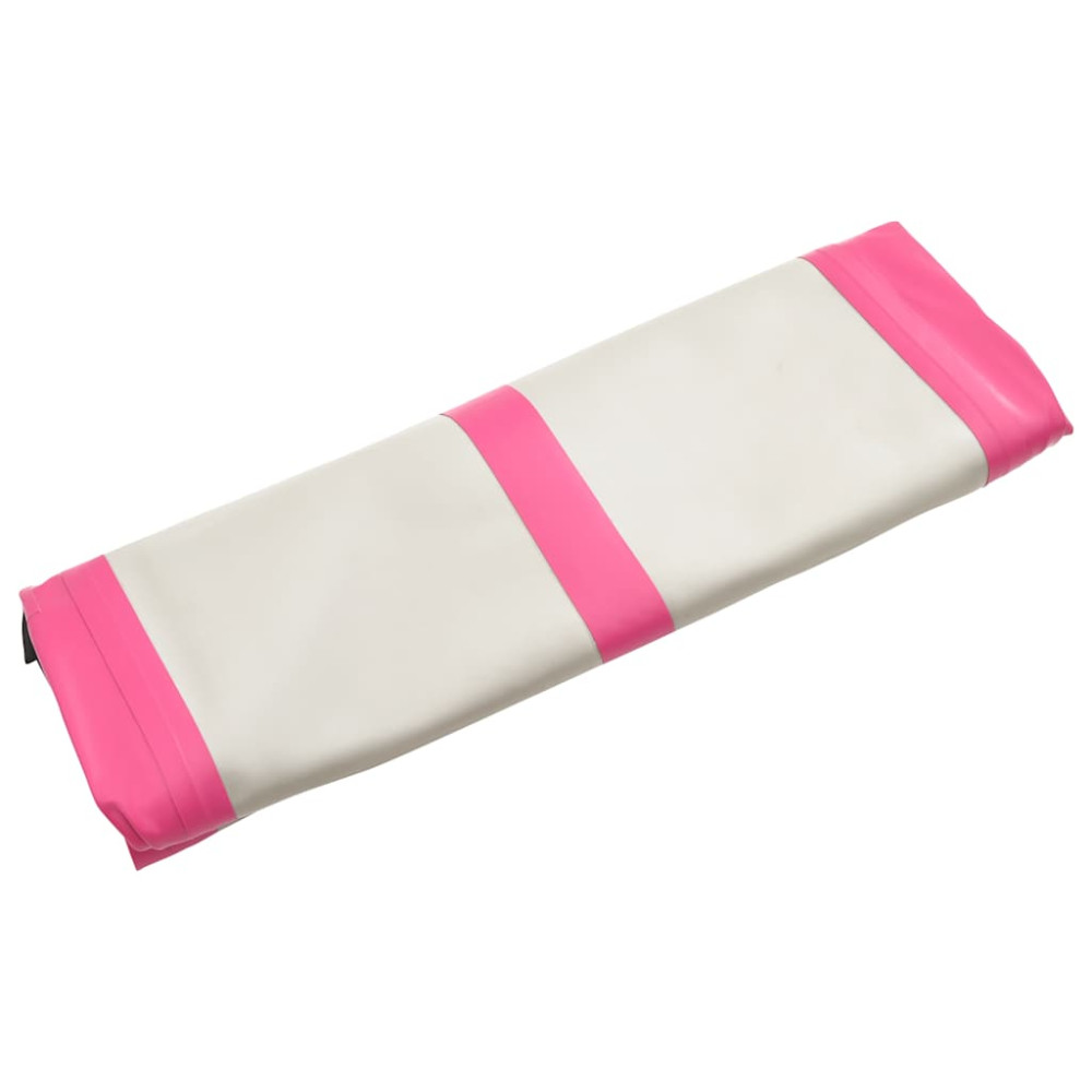 Produktbild för Uppblåsbar gymnastikmatta med pump 400x100x15 cm PVC rosa