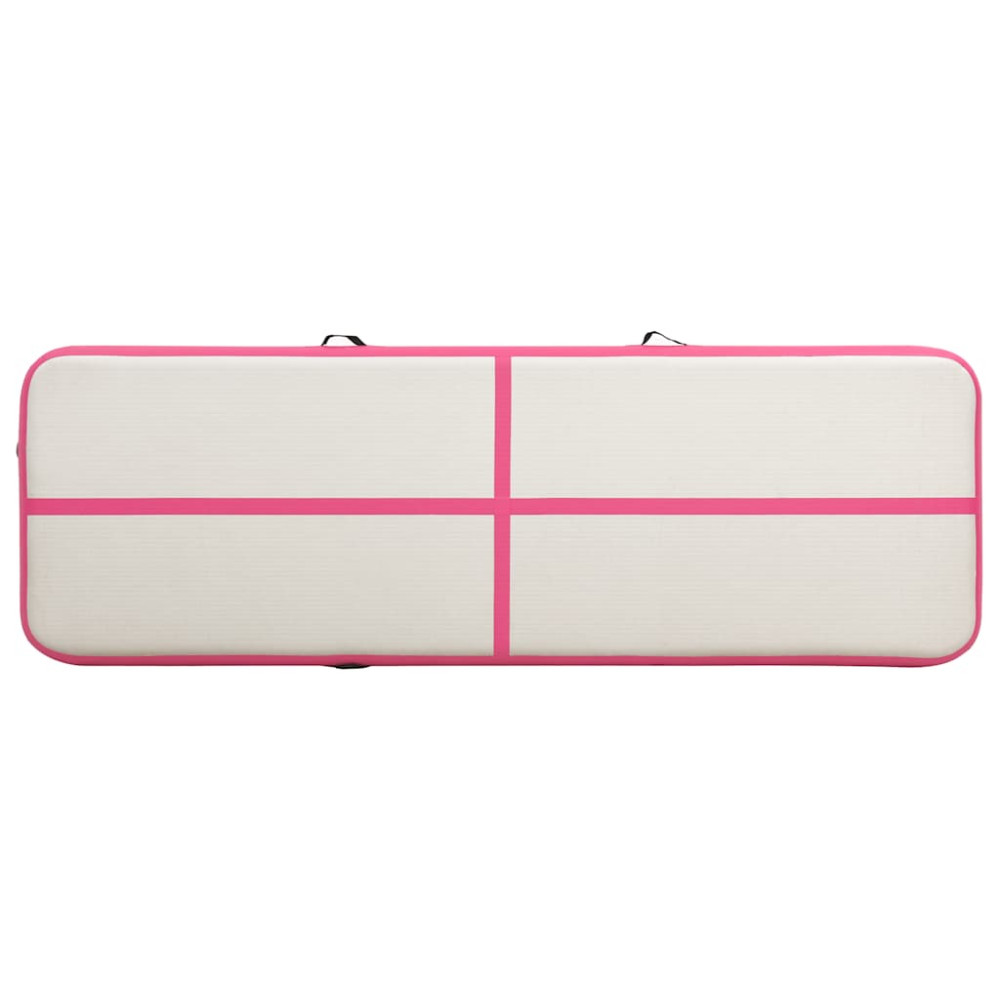 Produktbild för Uppblåsbar gymnastikmatta med pump 400x100x15 cm PVC rosa
