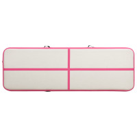 Produktbild för Uppblåsbar gymnastikmatta med pump 400x100x15 cm PVC rosa