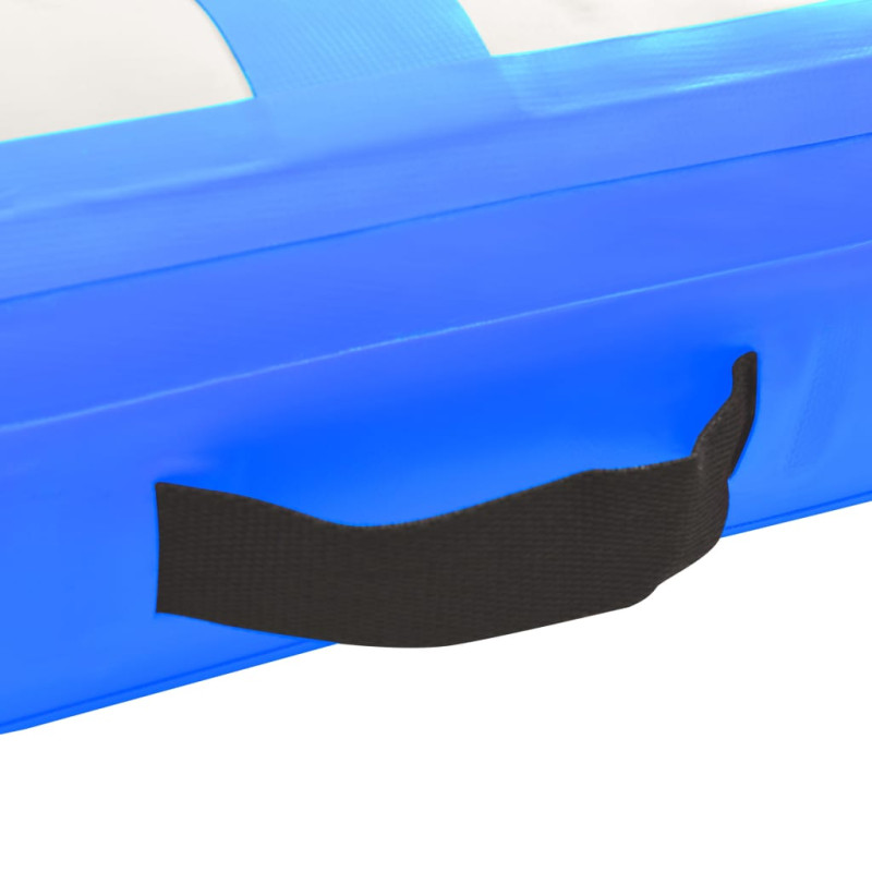 Produktbild för Uppblåsbar gymnastikmatta med pump 400x100x15 cm PVC blå