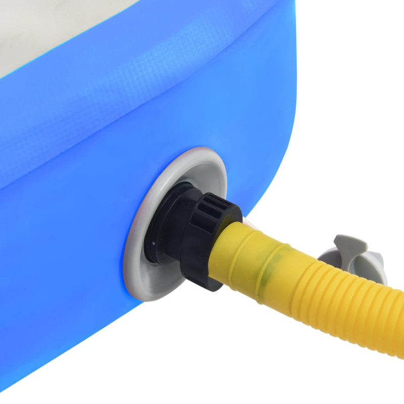 Produktbild för Uppblåsbar gymnastikmatta med pump 400x100x15 cm PVC blå