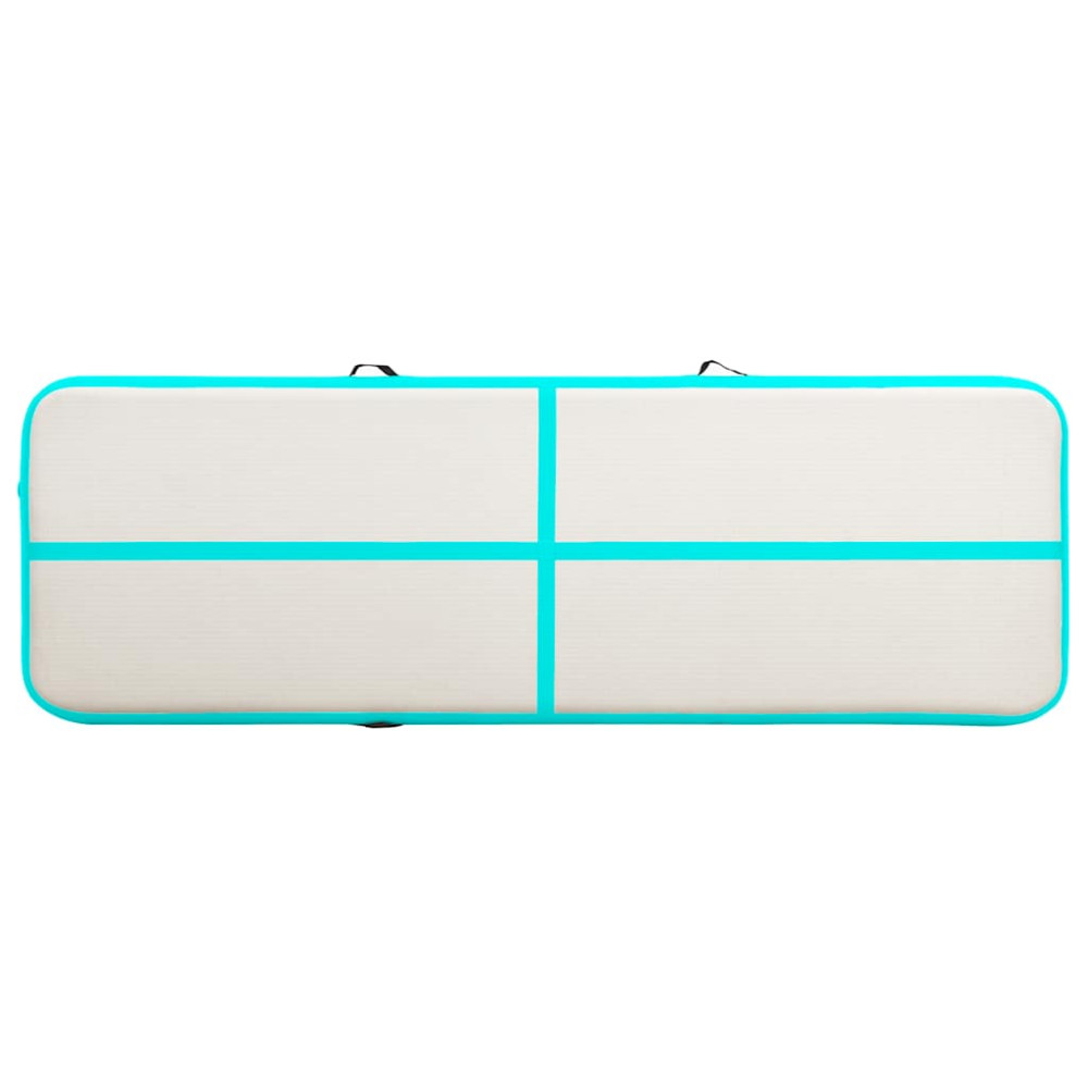 Produktbild för Uppblåsbar gymnastikmatta med pump 400x100x15 cm PVC grön
