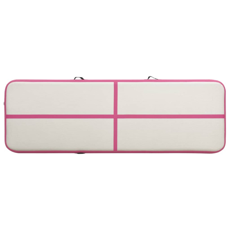 Produktbild för Uppblåsbar gymnastikmatta med pump 500x100x15 cm PVC rosa
