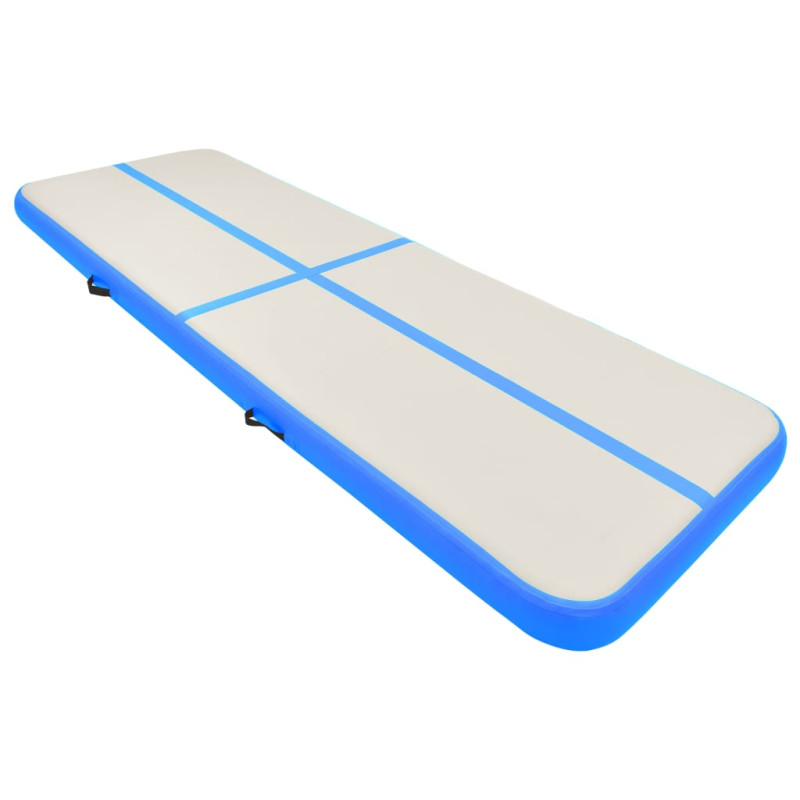 Produktbild för Uppblåsbar gymnastikmatta med pump 500x100x15 cm PVC blå