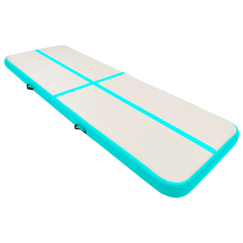 Produktbild för Uppblåsbar gymnastikmatta med pump 500x100x15 cm PVC grön