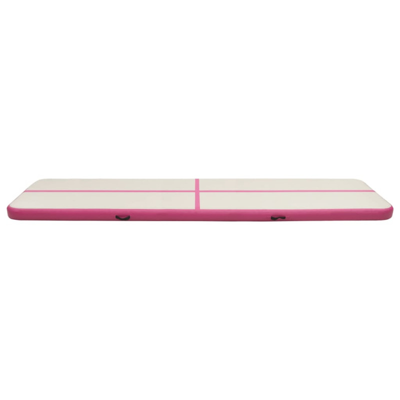 Produktbild för Uppblåsbar gymnastikmatta med pump 600x100x15 cm PVC rosa