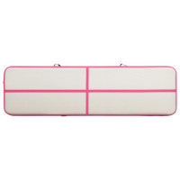 Produktbild för Uppblåsbar gymnastikmatta med pump 600x100x15 cm PVC rosa