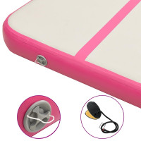 Produktbild för Uppblåsbar gymnastikmatta med pump 600x100x15 cm PVC rosa