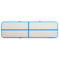 Produktbild för Uppblåsbar gymnastikmatta med pump 600x100x15 cm PVC blå