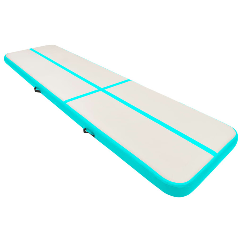 Produktbild för Uppblåsbar gymnastikmatta med pump 600x100x15 cm PVC grön