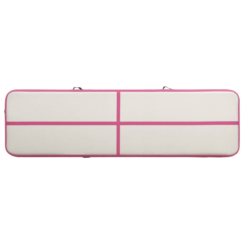 Produktbild för Uppblåsbar gymnastikmatta med pump 700x100x15 cm PVC rosa