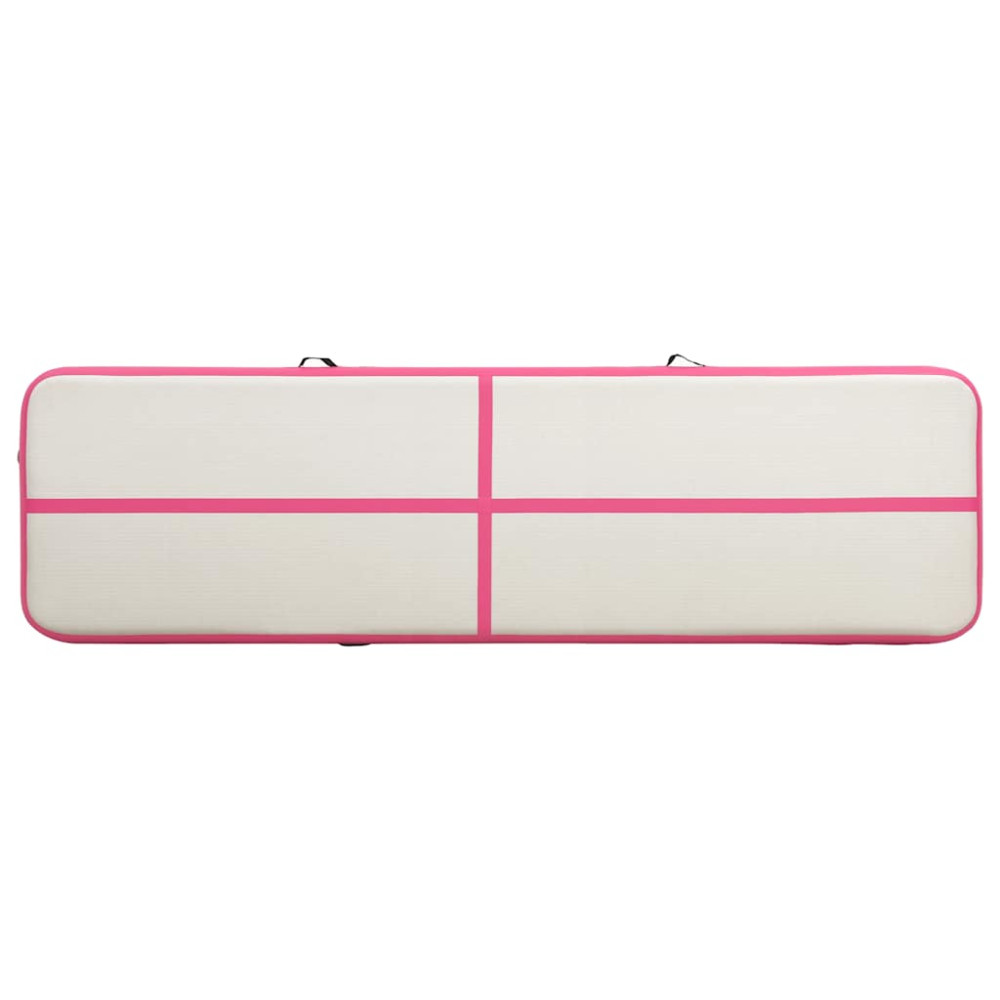 Produktbild för Uppblåsbar gymnastikmatta med pump 800x100x15 cm PVC rosa
