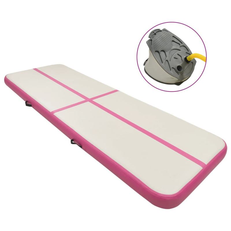 Produktbild för Uppblåsbar gymnastikmatta med pump 300x100x20 cm PVC rosa