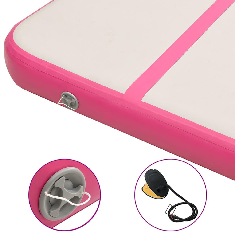 Produktbild för Uppblåsbar gymnastikmatta med pump 300x100x20 cm PVC rosa