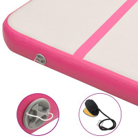 Produktbild för Uppblåsbar gymnastikmatta med pump 300x100x20 cm PVC rosa