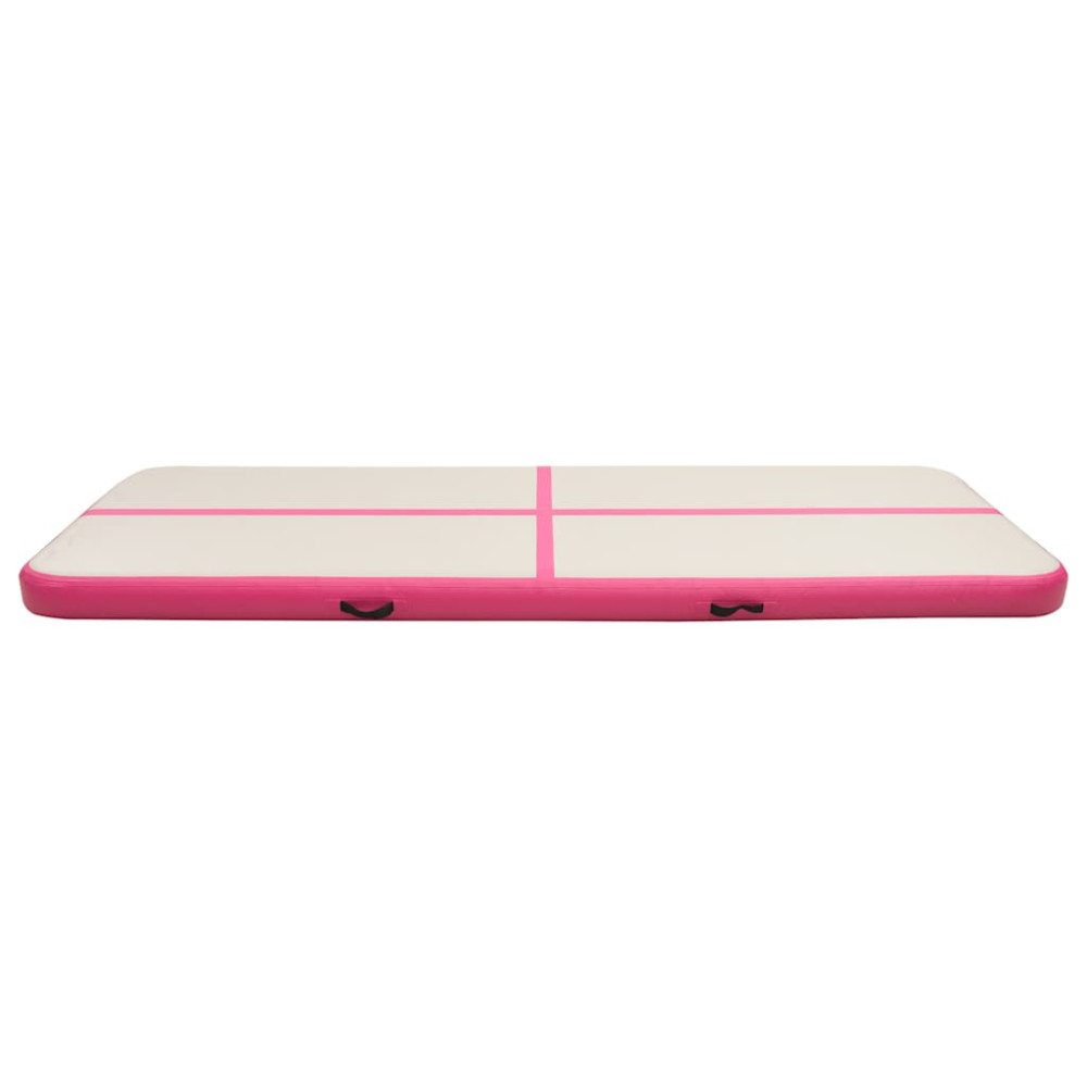 Produktbild för Uppblåsbar gymnastikmatta med pump 400x100x20 cm PVC rosa