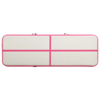 Produktbild för Uppblåsbar gymnastikmatta med pump 500x100x20 cm PVC rosa
