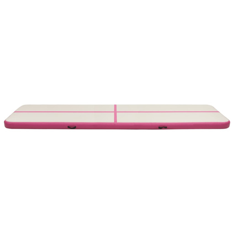 Produktbild för Uppblåsbar gymnastikmatta med pump 600x100x20 cm PVC rosa
