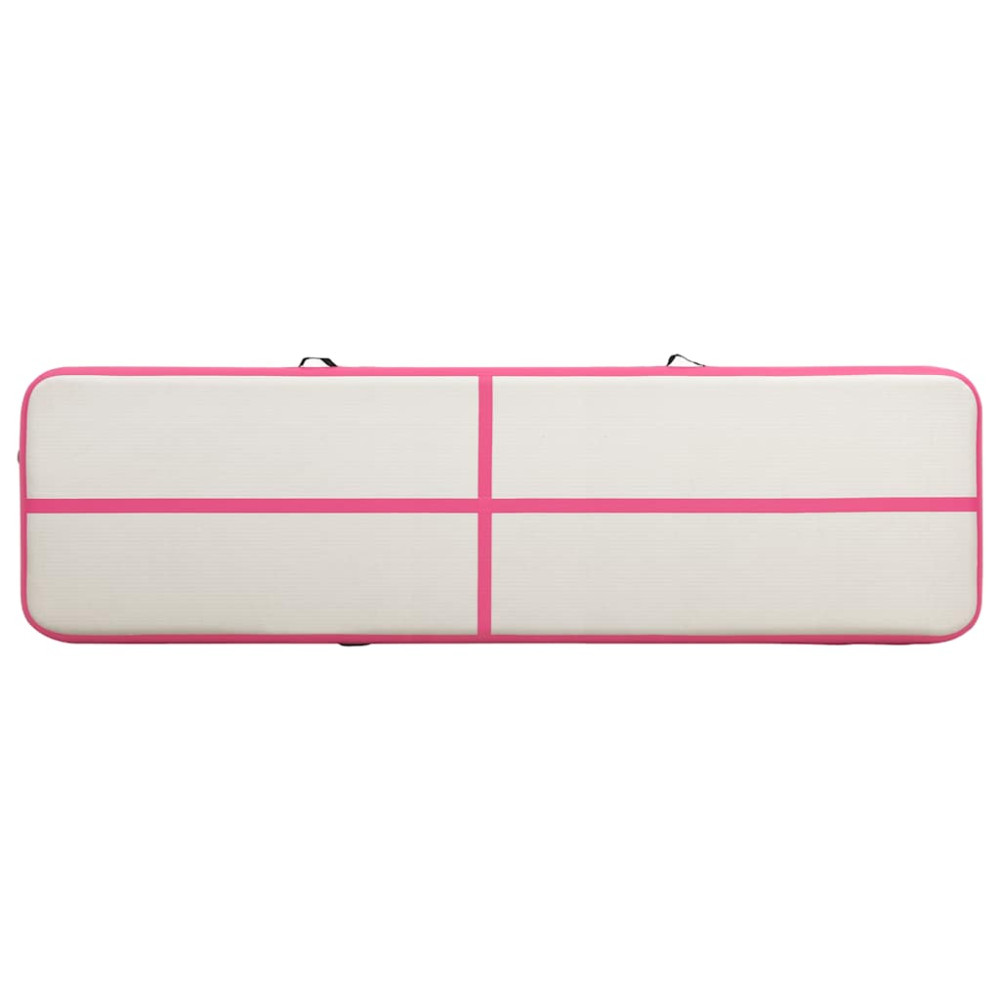 Produktbild för Uppblåsbar gymnastikmatta med pump 600x100x20 cm PVC rosa