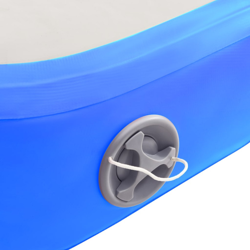 Produktbild för Uppblåsbar gymnastikmatta med pump 600x100x20 cm PVC blå